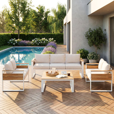 7-Person Aluminum Patio Sectional Conversation Set