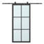 36 po X 84 po Porte de grange coulissante intérieure en verre noir givré 6-Lite avec trousse de quincaillerie