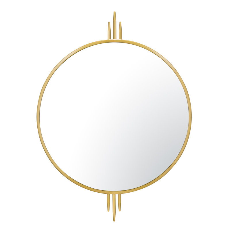 Propaganda Round Wall Mirror - Gold, 41" x 30", Gold, Round