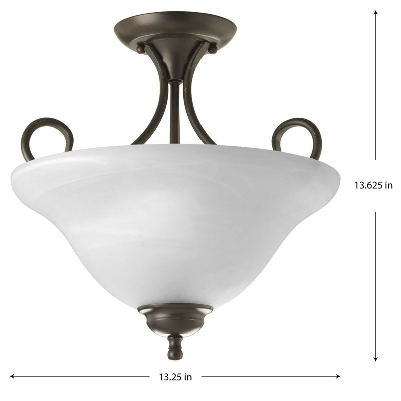 Cates Glass Semi Flush Mount, Antique Bronze