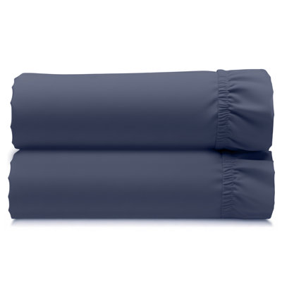 California Design Den Pack Of 2 Deep Pocket Fitted Sheets Only - Soft 400 Thread Count, 100% Cotton Sateen In Indigo Dusty Blue