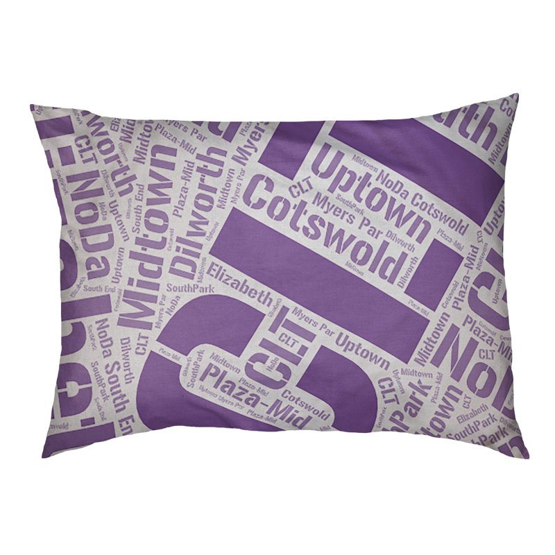 Coussin de chien « districts », Moyen (H 9,5 po x l 28 po x P 18 po), Charlotte, Mauve