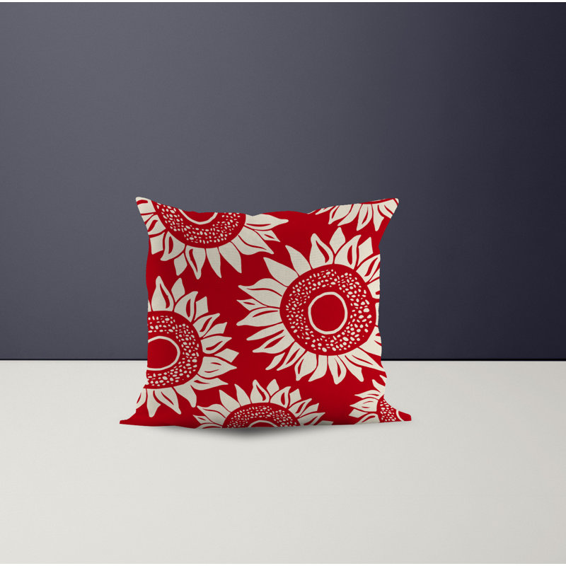 Jeté carré en polyester intérieur / extérieur, L 19 po x H 19 po, Rouge