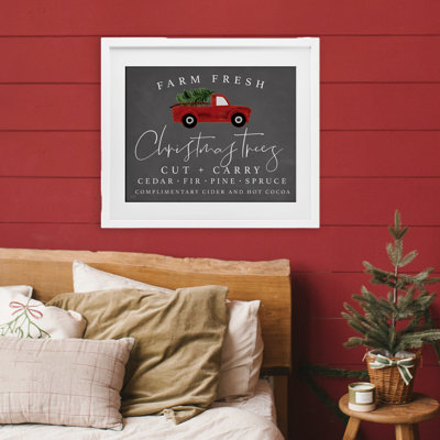 Farm Fresh Trees over Grey Framed Print Under Glass, design by Lux + Me Designs