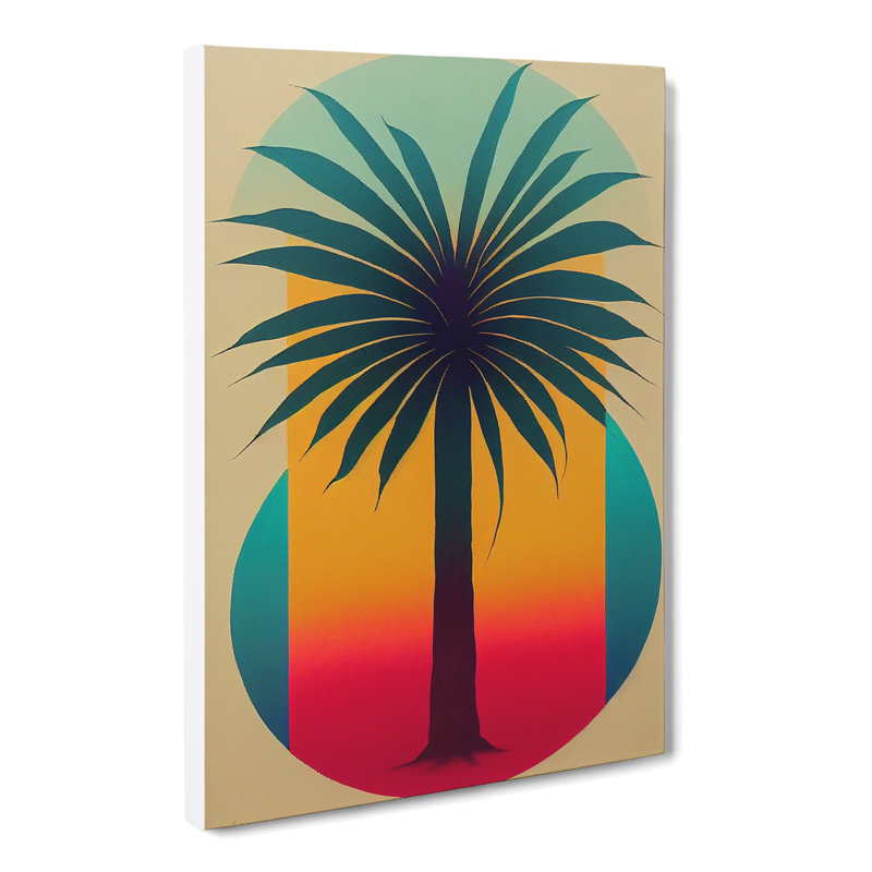 Palm Tree Retro - Wrapped Canvas, 50cm H x 35cm W x 3cm D
