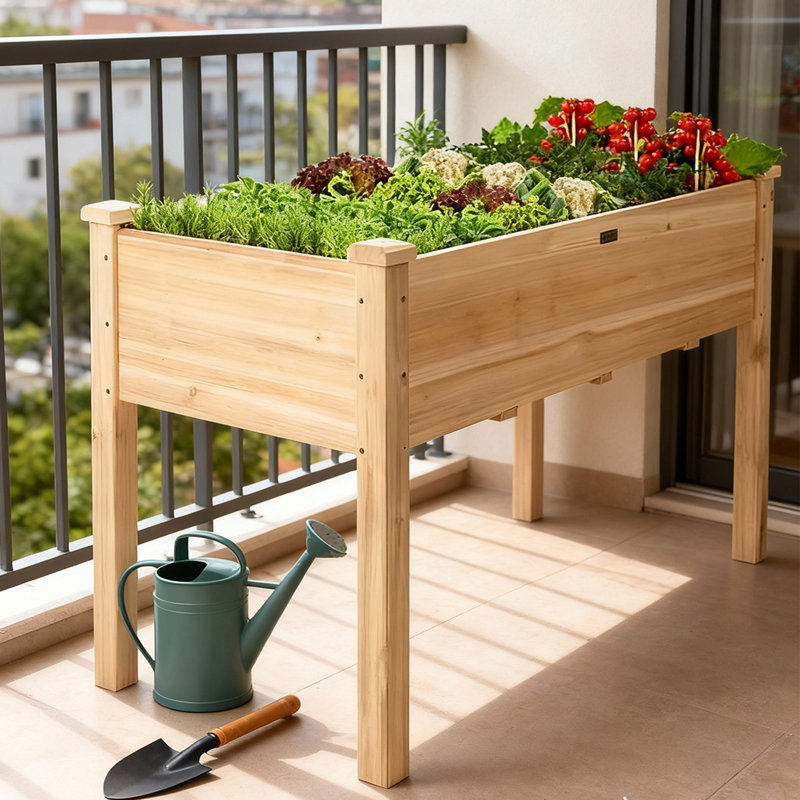 Elevated Wood Planter Box Stand