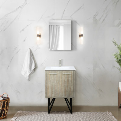 24 po L x P 20 po, meuble-lavabo de comptoir de salle de bain rustique, comptoir en marbre de culture, robinet en nickel brossé et meuble-lavabo