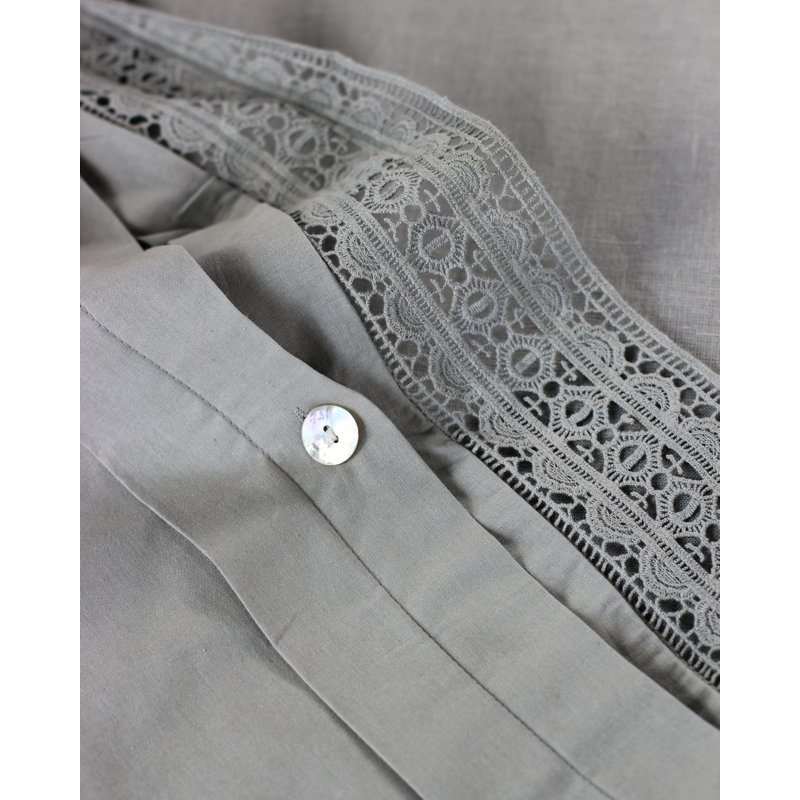 Ensemble de housse de couette 100% coton Fort Calhoun, Housse de couette double/grand + 2 taies décorati, Gris tempête