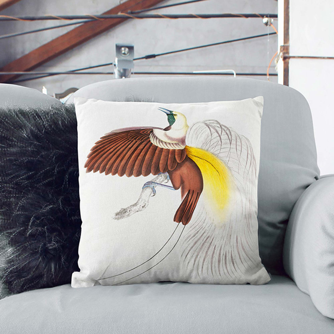 Bird of Paradise Illustration Cushion with Filling Pillow