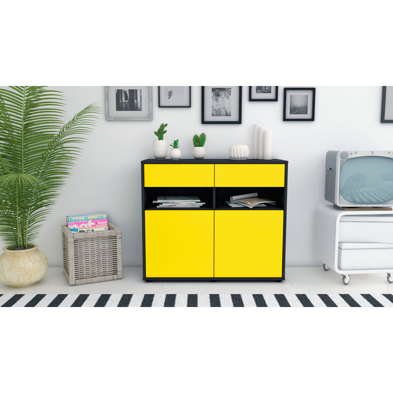 Portola 92cm Sideboard, Charcoal/Yellow