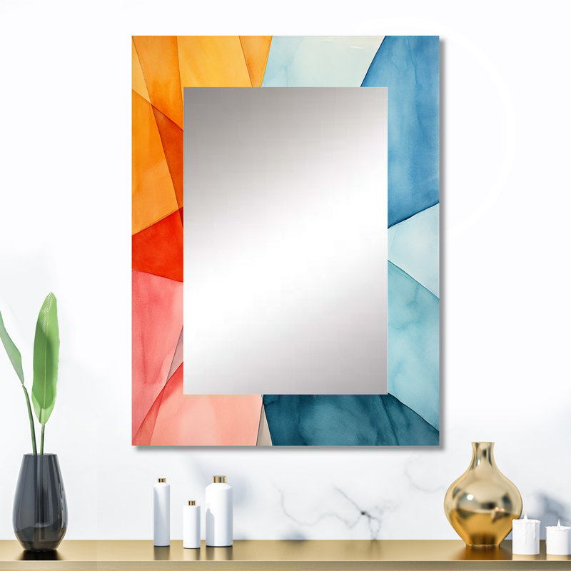 Pastel colors Contrasting geometric Composition I - Modern Rectangular Wall Mirror, 32 po x 24 po