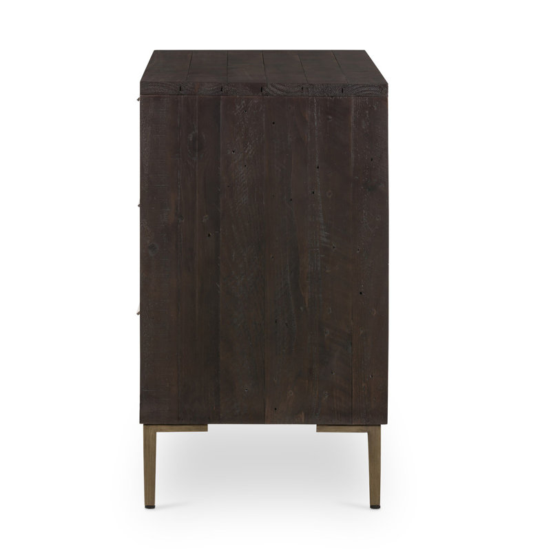 Commode double en bois massif à 6 tiroirs 58 po Heitz, Noir, noir, noir, noir