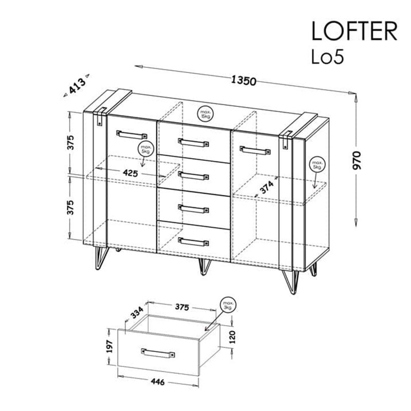 Lytle 135cm Sideboard