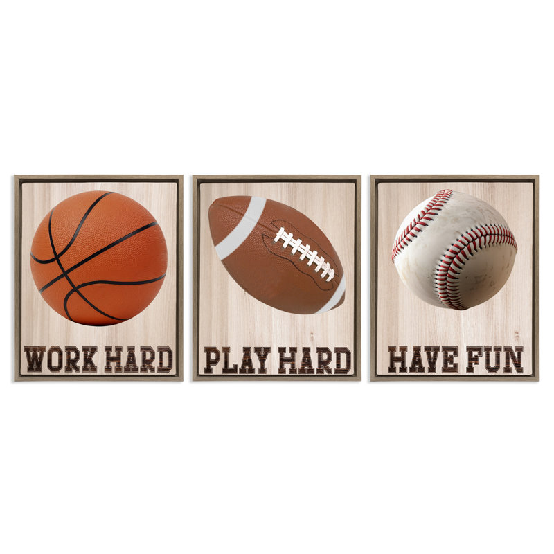 Ensemble de cadres flottants 3 pièces Motivational Sports Words, design par Marcus Prime, Cadre flottant orme Montalcino