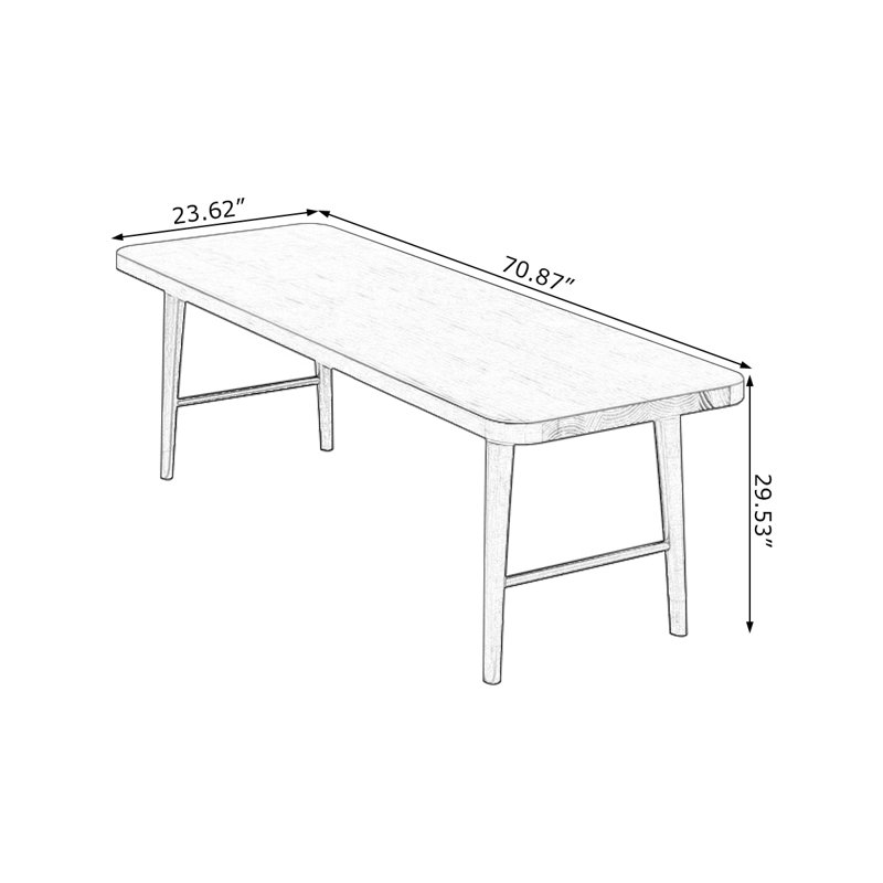 Bureau rectangulaire en bois massif noyer, H 29,53 po x l 70,87 po x P 23,62 po
