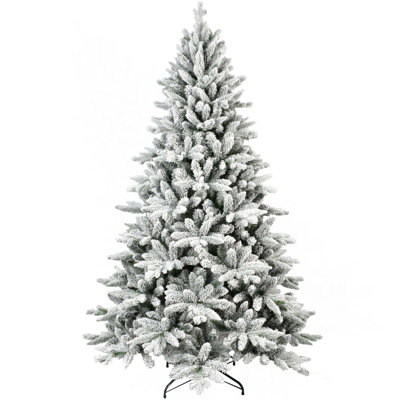 Realistic Full Artificial Flocked Hinged Christmas Tree With Metal Stand