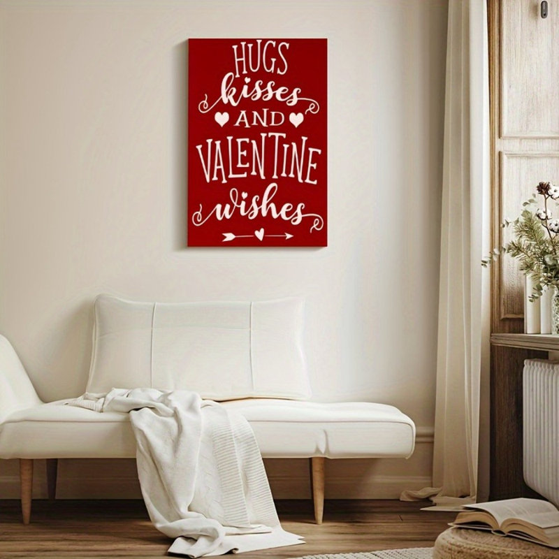 Impression sur toile «Romantic Hugs Kisses Valentine Wishes» - Urban Studio, 36 * 24 pouces (90 * 60 * 2cm)
