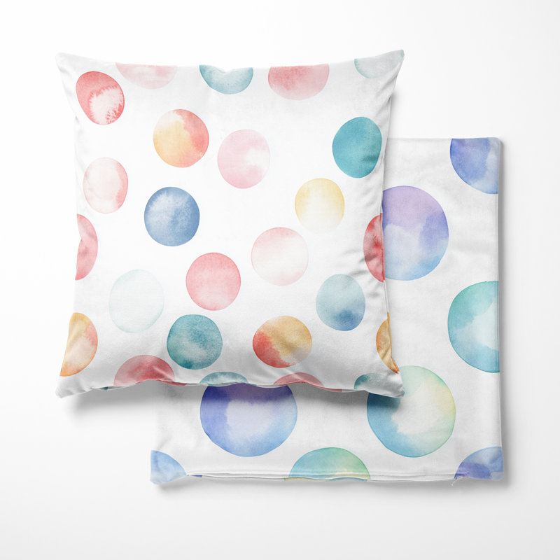 Coussin décoratif à pois pour enfants - Coussin Sweet Circles Modern, H 18 po x l 18 po