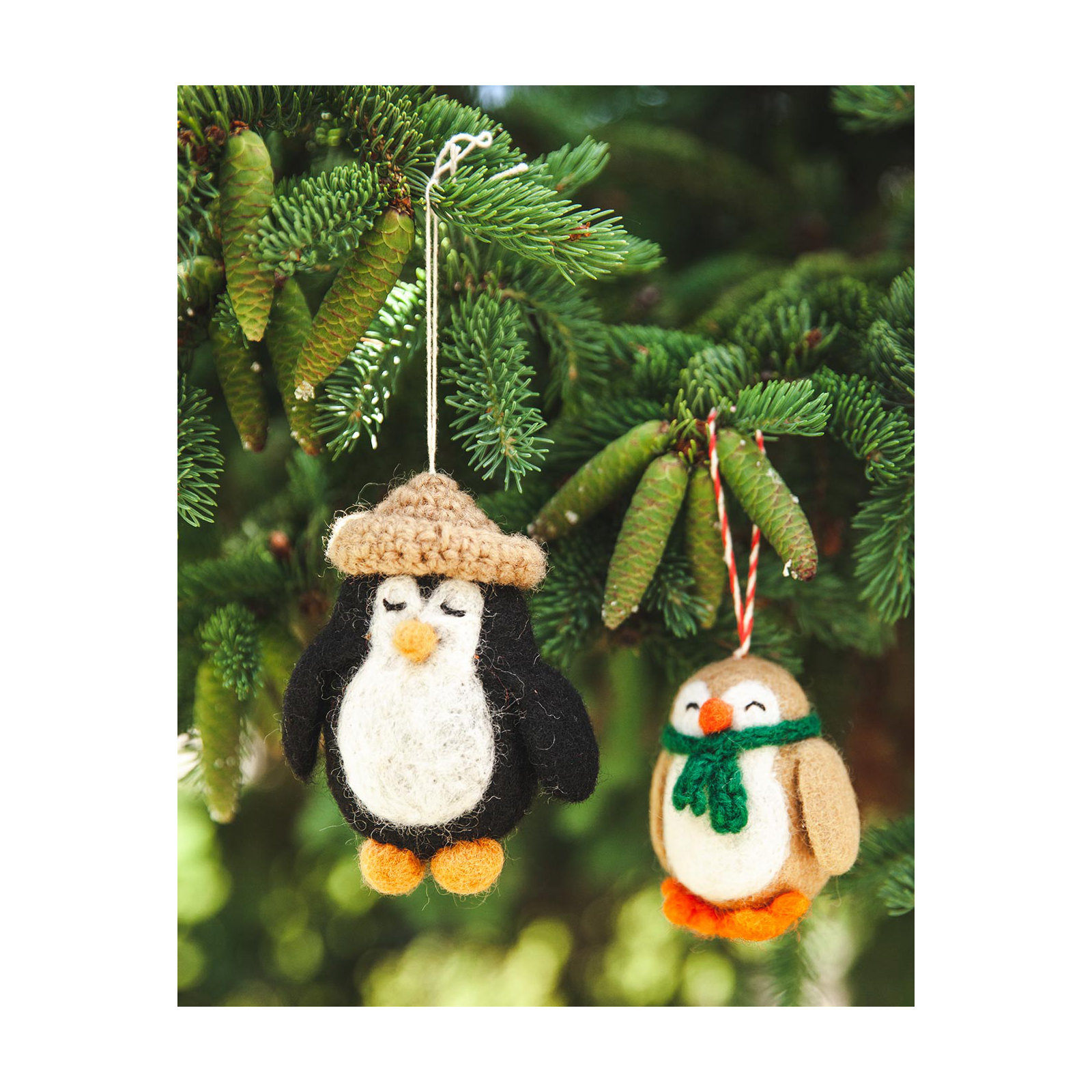 Felted Festive Penguin Ornament - Penelope Penguin