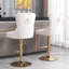 Tabourets de bar à hauteur ajustable - Revêtement en velours beige, dossier pour un ajout délicieux, 27-35 pouces, maison et pub avec pivot doré, siège de cuisine (de 2-357974186-357974187