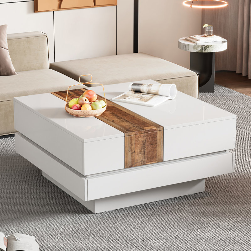 Table basse carrée avec plateau coulissant pour le salon