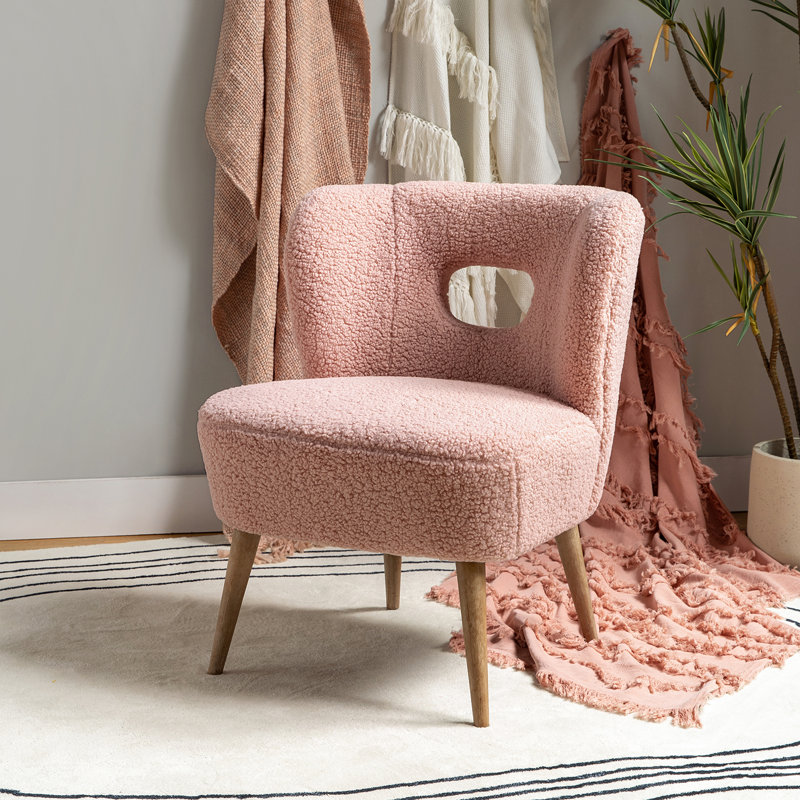 Chaise d'appoint rembourrée en bois Corinne, Polyester rose