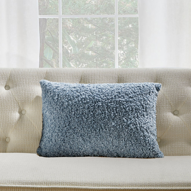 FRENCH BOUCLE Throw Pillow, Blue, Feather