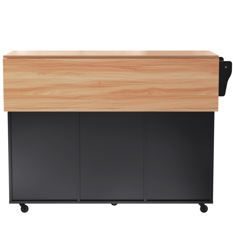 120 cm W Kitchen Island with, Black