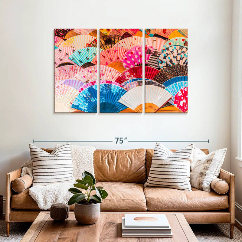 Kerner Pastel Silk Fans, 36" H x 57" W