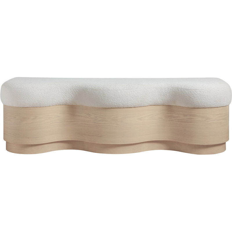 Savoy Mariaclara Velour Fur Fabric Bench, Cream Velour Fabric, Natural