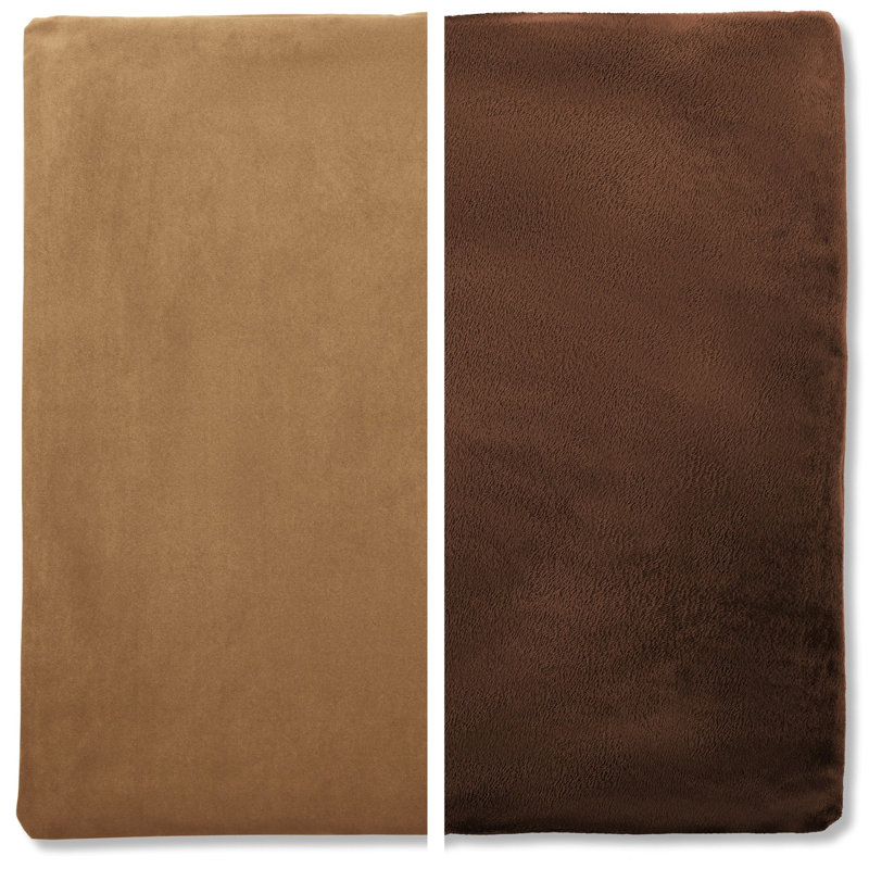 2 pièces luxueuses en duvet carré haut de gamme, Brun selle, 20 po x 20 po, Housse de coussin seulement - sans insert