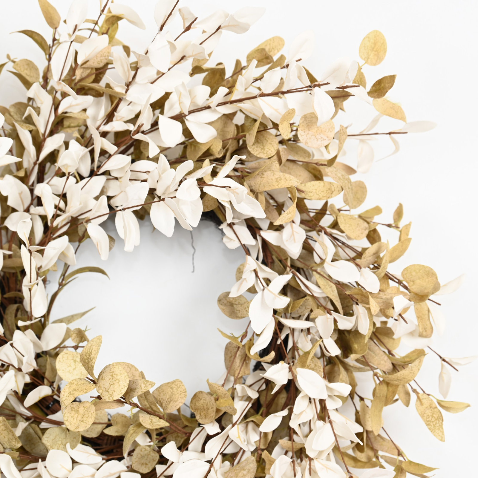 24" Handcrafted Eucalyptus No Holiday Wreath, White