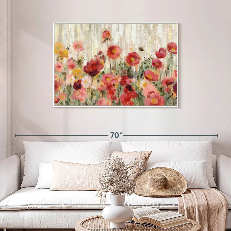 Fleurs saupoudrées, Cadre flottant blanc, 43 po x 29 po