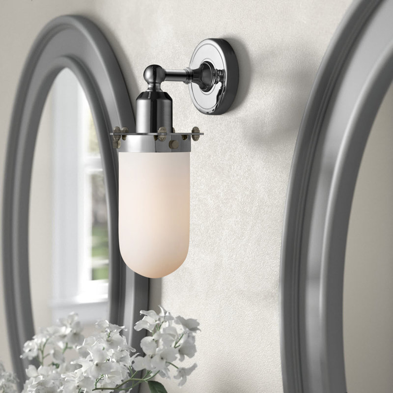 Clymer Armed Sconce, Matte White, Polished Chrome
