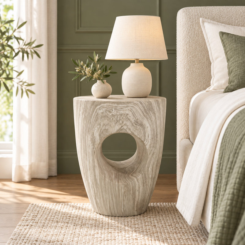 Table d'appoint ronde MGO pour intérieur/extérieur avec découpe sculpturale