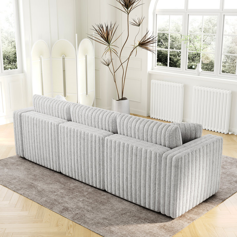 Chambre et salon gris - Modulaire 106,3 po avec revêtement doux et structure en métal au design fonctionnel, Gris clair