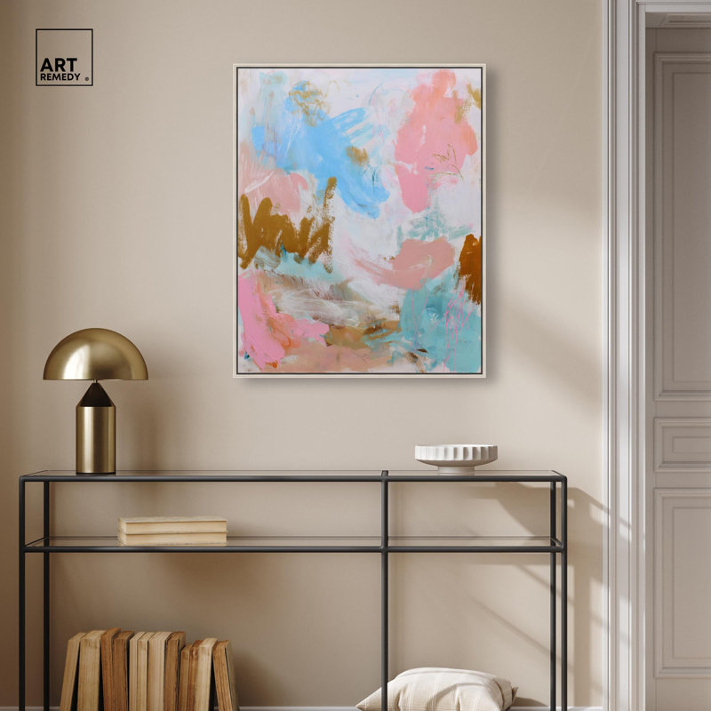 «Cotton Candy Sky I», impression sur toile rose par Art Remedy, cadre argenté, 24 x 30, H 31 po x l 25 po, Cadre argenté