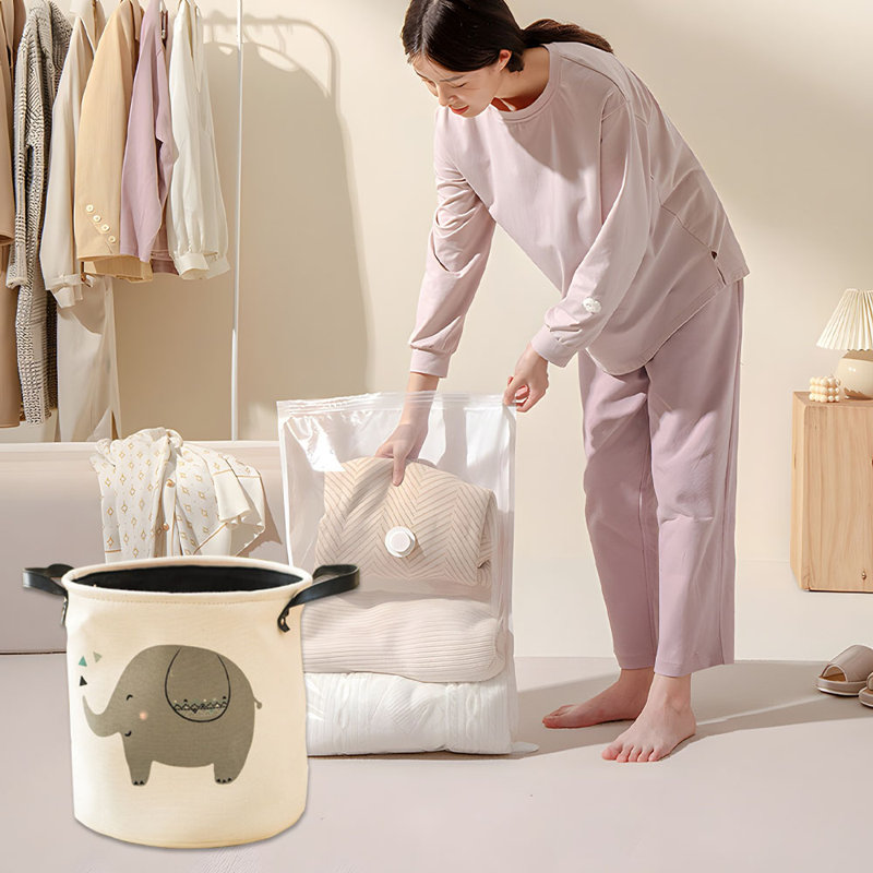 Panier à linge en tissu avec poignées
