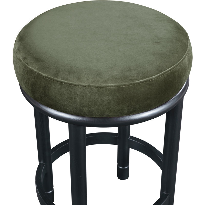 Tabouret de comptoir en velours Monette, Velours vert, Brun