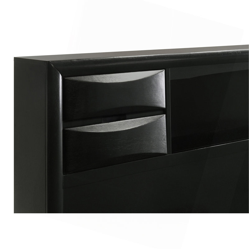 Grand lit de rangement noir Jazz