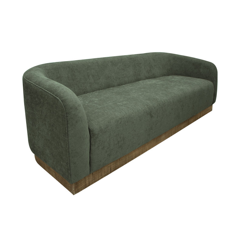 Bedfordshire Wooden Frame & Base, Sofa, Olive Polyester, 33.5" H x 88" W x 30.25" D