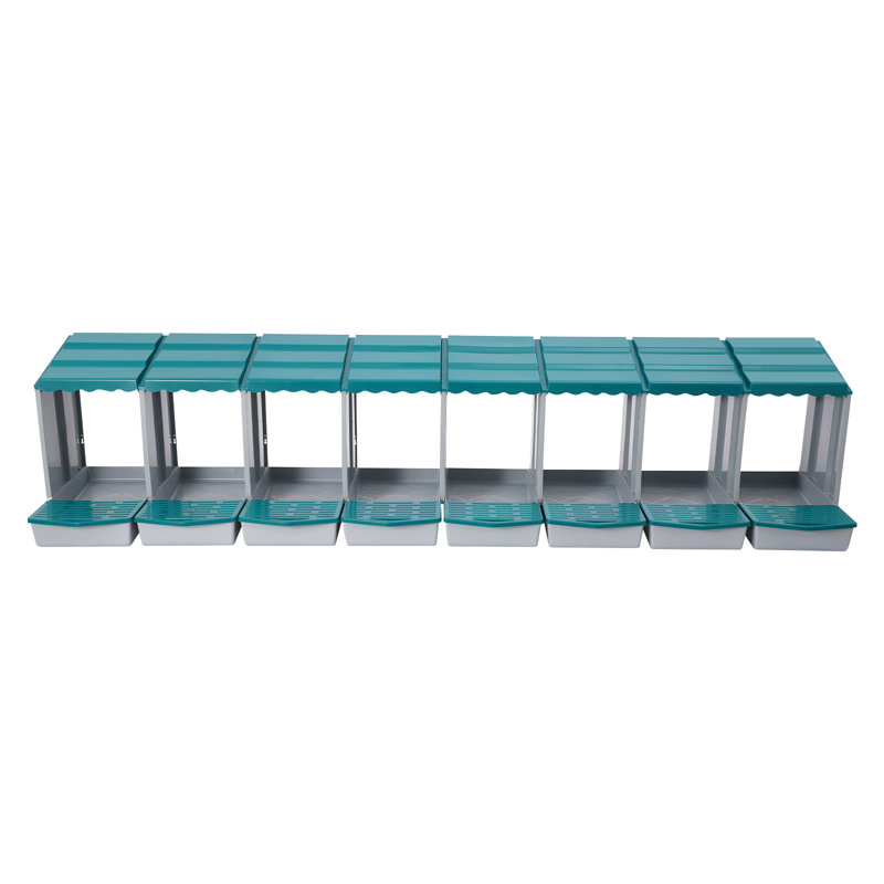 8-Compartment Chicken Laying Boxes With Egg Collection, Green