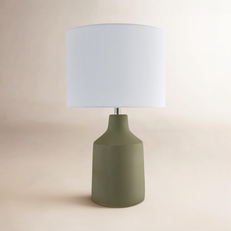 Lampe de table Lockwood, Vert, Blanc / Blanc