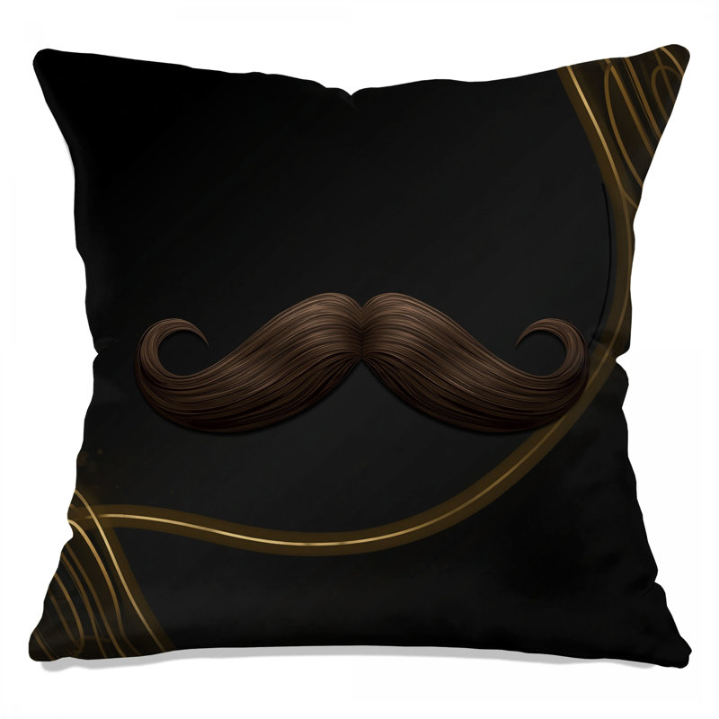 Brown Curled Mustache Double Sided Throw Pillows, 14 x 14 inches