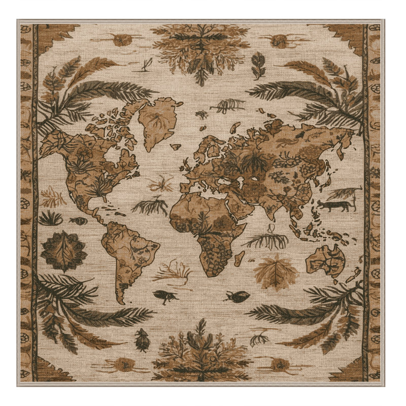 Tapis brun lavable à la machine, Carré 5 pi