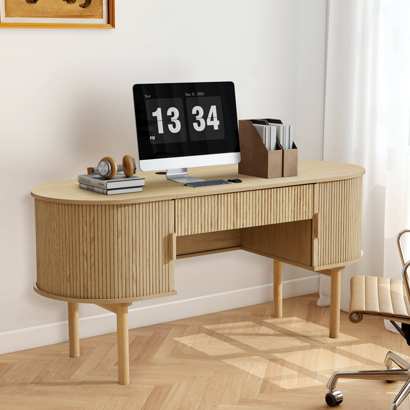 Computer Desk With Storage, Natural