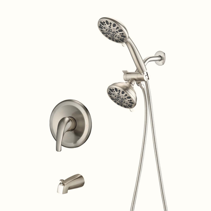 Complete Shower System with Rough in-Valve, Brushed Nickel