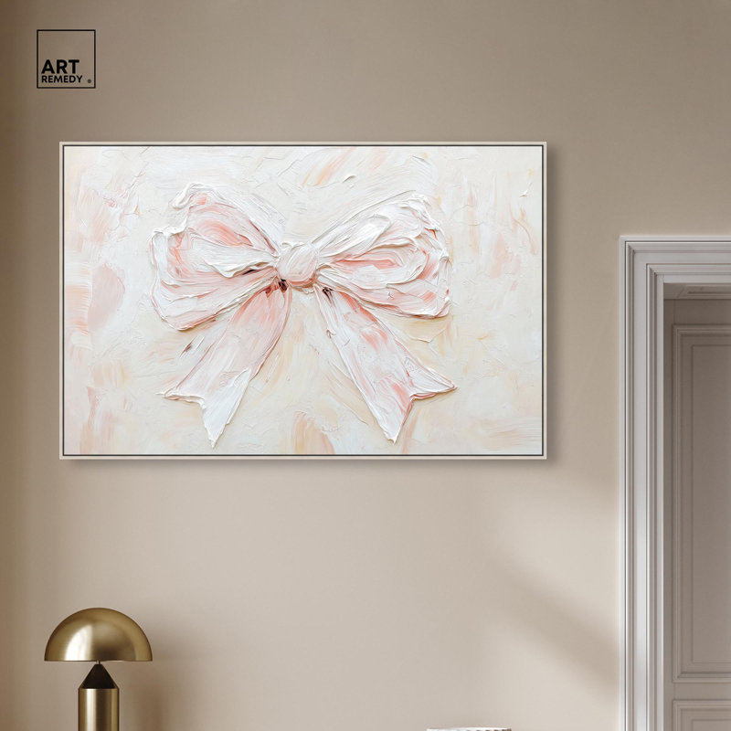 Relief Ribbons Canvas Fashion Wall Art, 31" H x 46" W, Silver Floater Framed