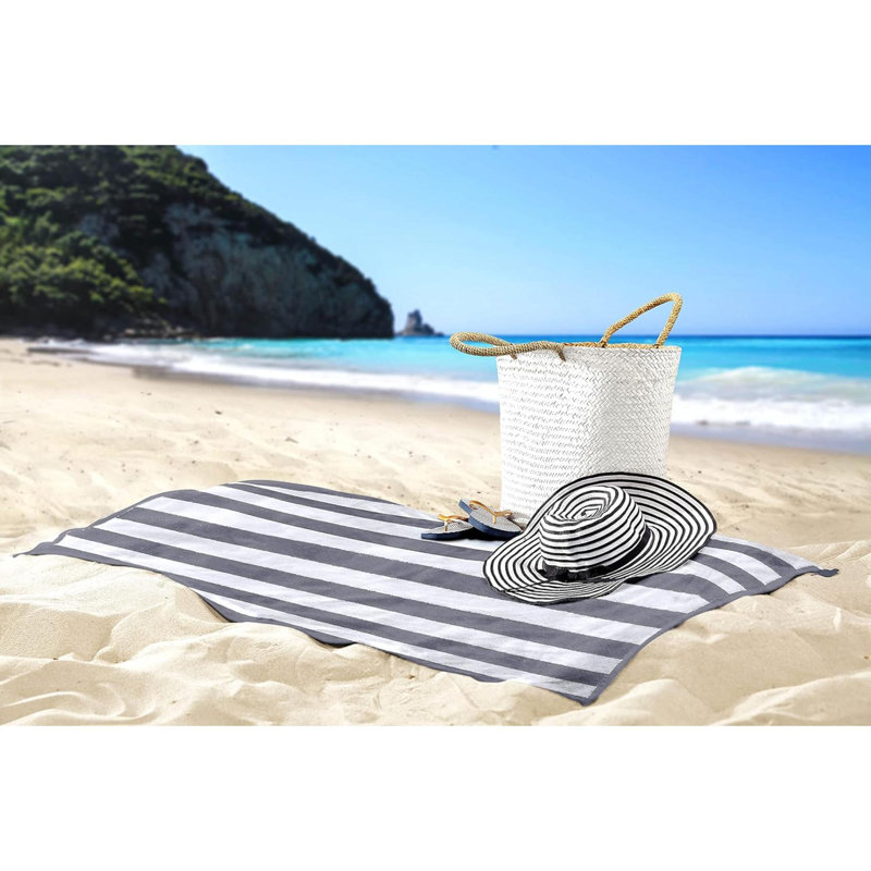 Paquet de 4 serviettes de plage à rayures Cabana, serviettes de piscine surdimensionnées 100% coton filé à l'anneau, serviettes de bain très absorbantes pour la salle de bain