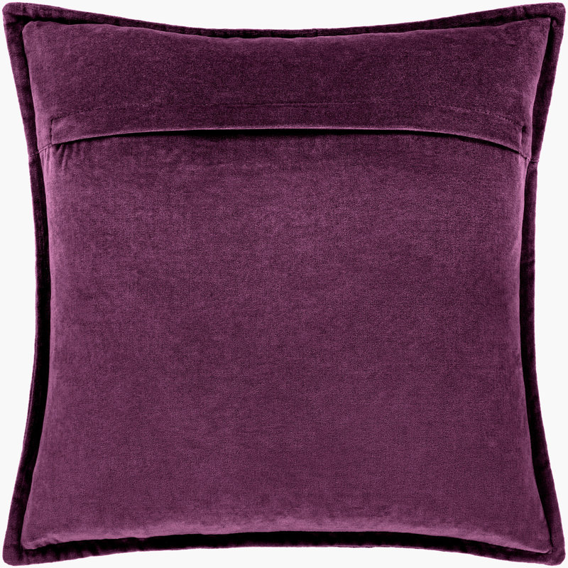 Oreiller 100% coton Edgar Square, Mauve foncé, Polyester/ bourre en polyester, H 18 po x l 18 po